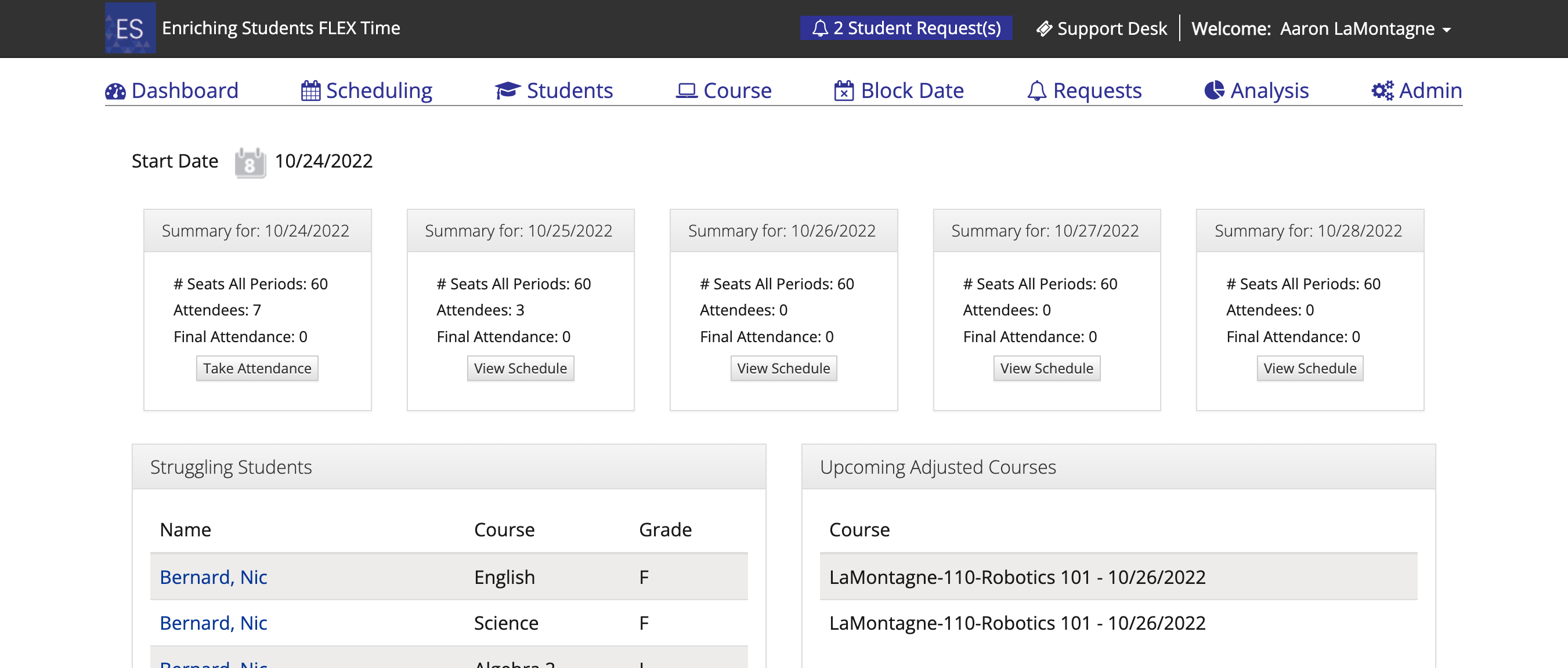 screenshot of Enriching Students